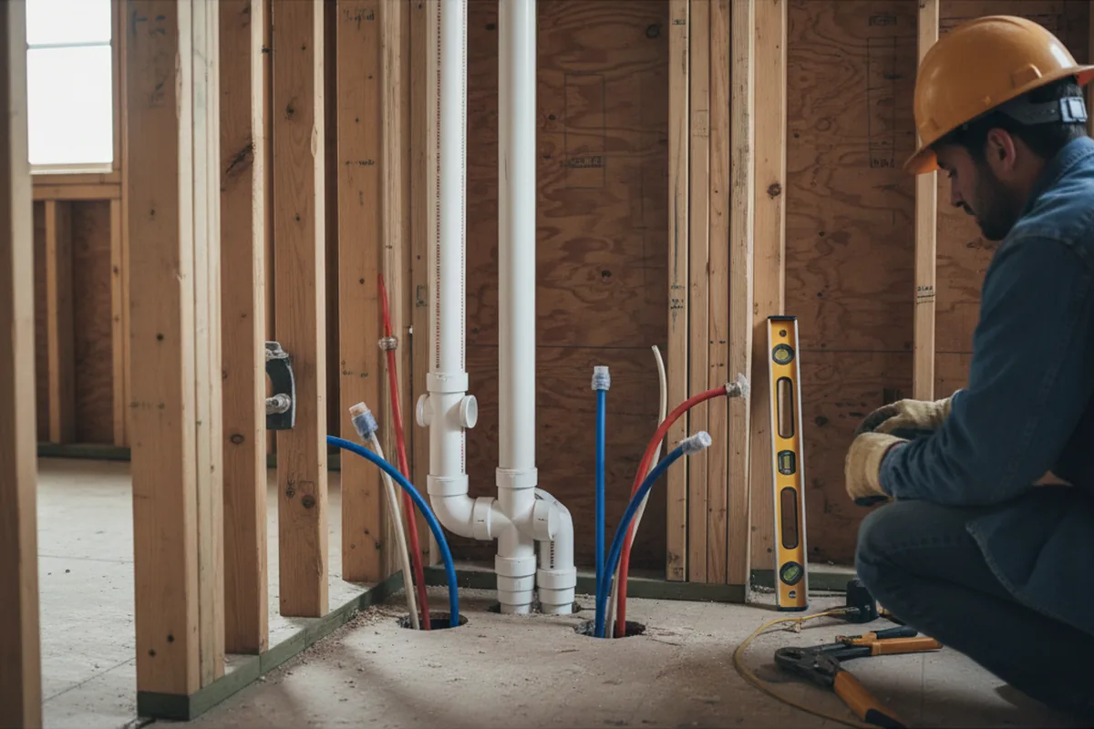 Drain and supply rough-in during Sump Pump Repair in Canonsburg