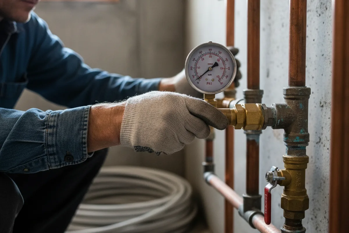 Pressure testing a repaired line during Water Line Repair in Canonsburg
